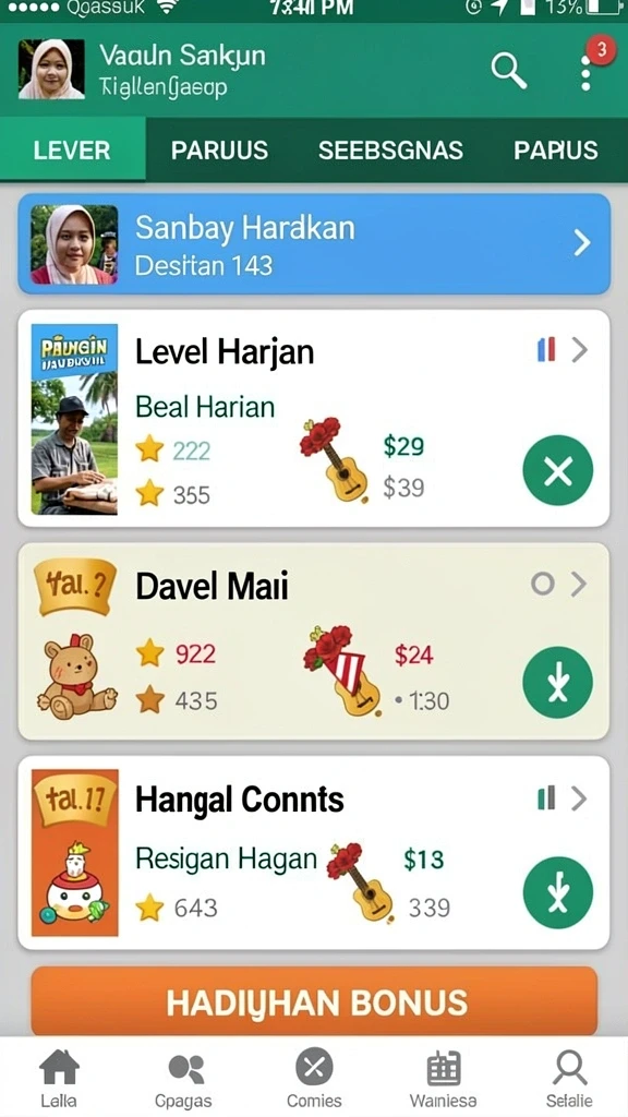Karakter yang beragam dengan desain yang unik.