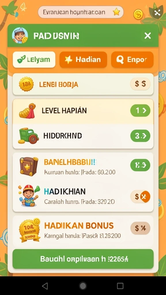 Screenshot bonus yang menggiurkan untuk pemain.