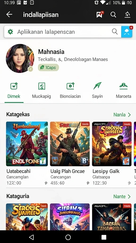 Tampilan layar utama yang menarik dan fungsional.